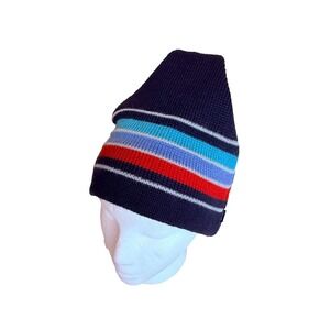 Vintage Smiley Ski Winter 100% Wool Beanie Multicolor Hat Cap Sparks Nevada